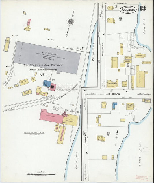 Sanborn Fire Insurance Map from Paulsboro, Gloucester County, New Jersey (1920), Sheet #0013 - Historic Sanborn Fire Insurance Map Print, vintage old map wall art, antique decor, genealogy gift, New Jersey New Jersey map