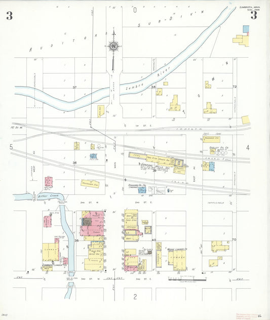 Sanborn Fire Insurance Map from Zumbrota, Goodhue County, Minnesota (1948), Sheet #0003 - Historic Sanborn Fire Insurance Map Print, vintage old map wall art, antique decor, genealogy gift, Minnesota Minnesota map