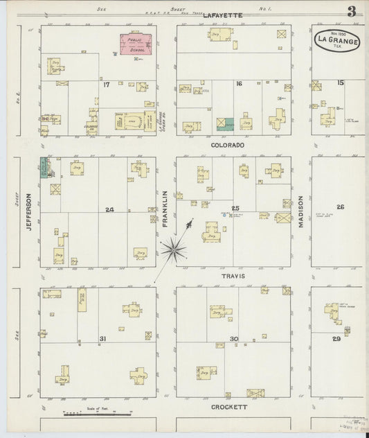 Sanborn Fire Insurance Map from La Grange, Fayette County, Texas (1890), Sheet #0003 - Historic Sanborn Fire Insurance Map Print, vintage old map wall art, antique decor, genealogy gift, Texas Texas map