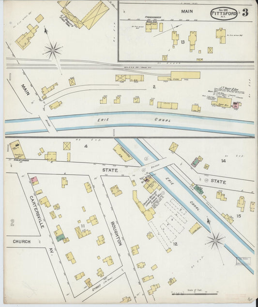 Sanborn Fire Insurance Map from Pittsford, Monroe County, New York (1892), Sheet #0003 - Historic Sanborn Fire Insurance Map Print, vintage old map wall art, antique decor, genealogy gift, New York New York map