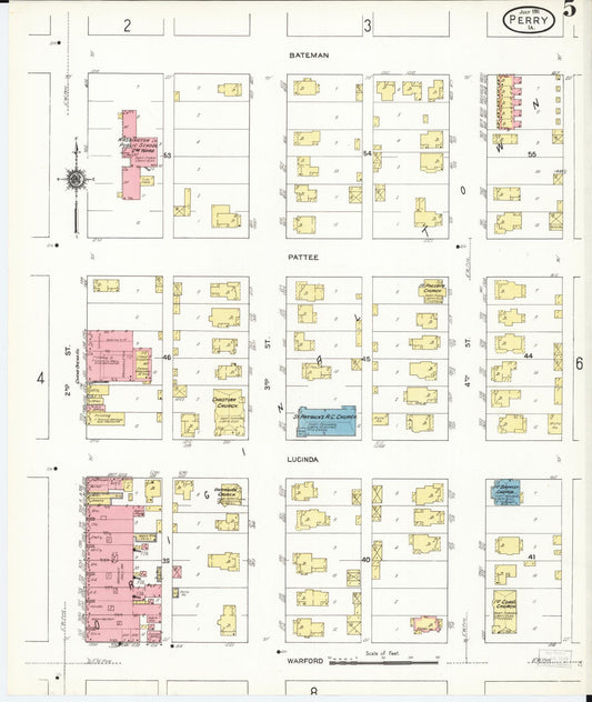 Sanborn Fire Insurance Map from Perry, Dallas County, Iowa (1911), Sheet #0005 - Historic Sanborn Fire Insurance Map Print, vintage old map wall art