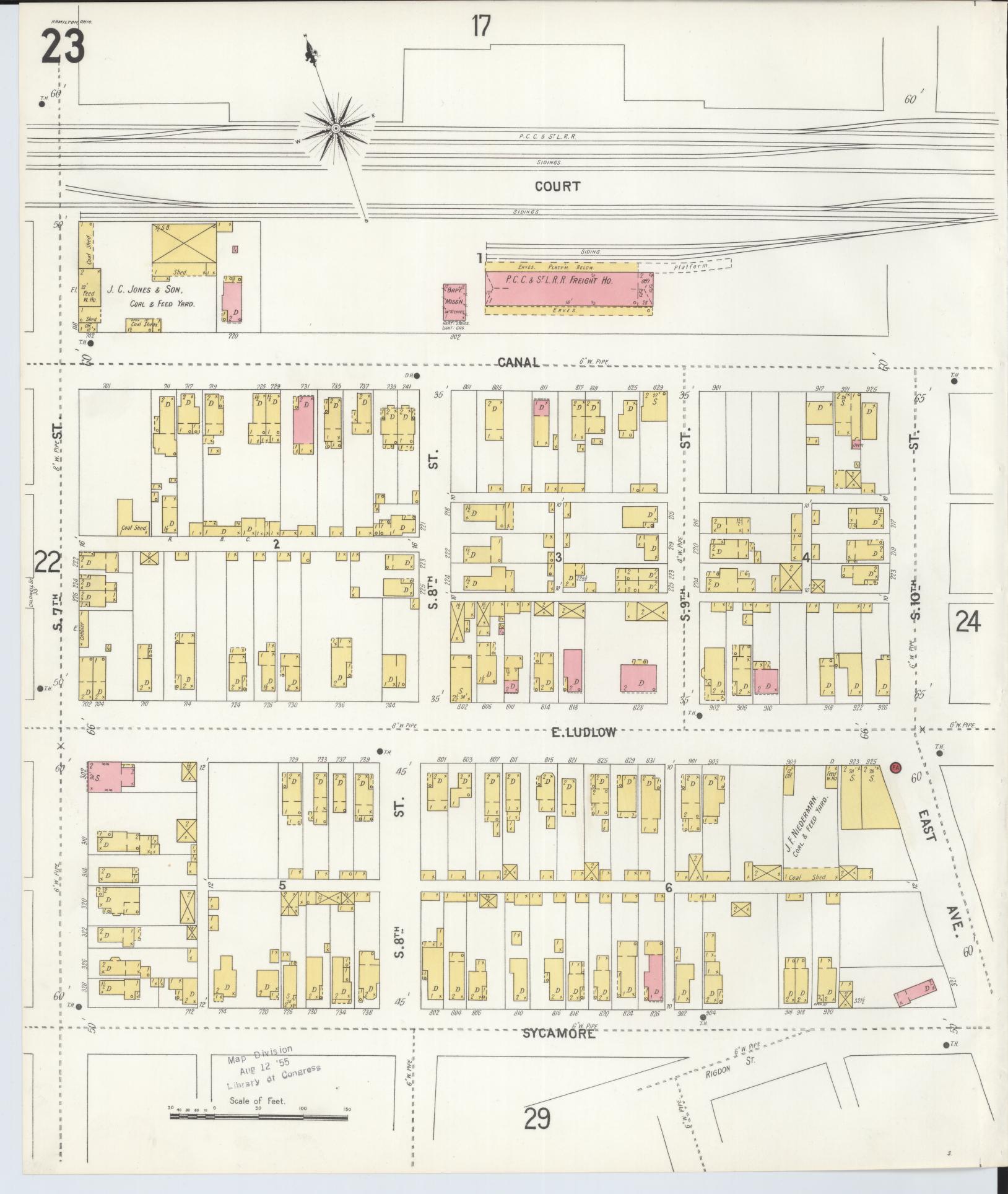 Sanborn Fire Insurance Map from Hamilton, Butler County, Ohio (1899), Sheet #0023 - Complete Map Set gallery image, historic Sanborn map, vintage wall art, Ohio Ohio