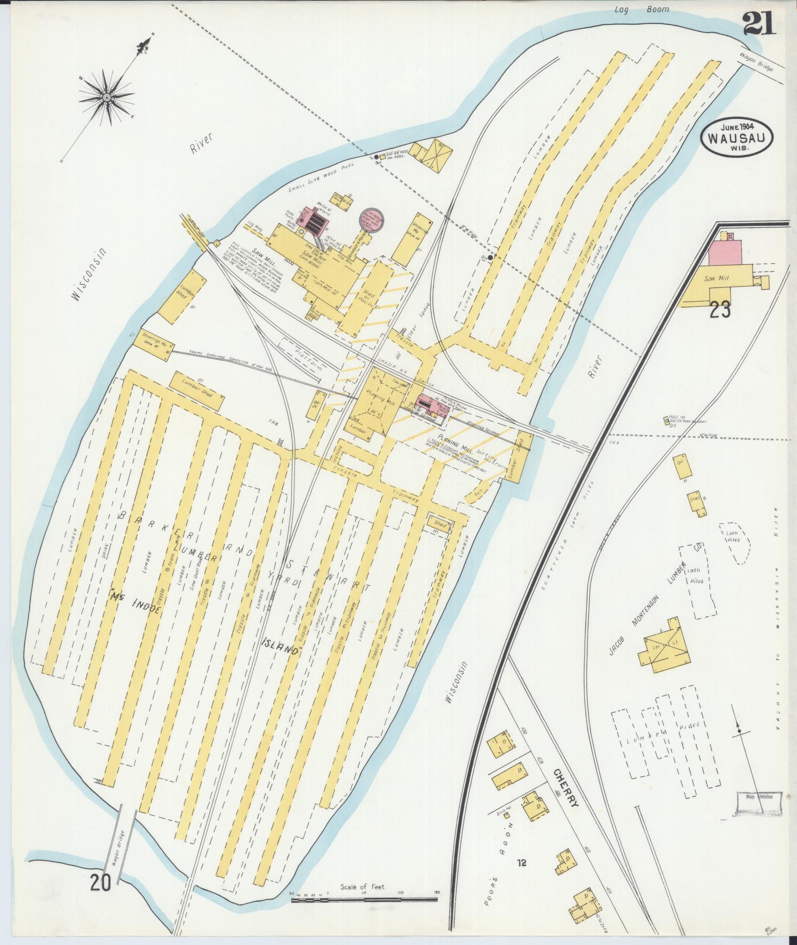 Sanborn Fire Insurance Map from Wausau, Marathon County, Wisconsin (1904), Sheet #0021 - Complete Map Set gallery image, historic Sanborn map, vintage wall art, Wisconsin Wisconsin