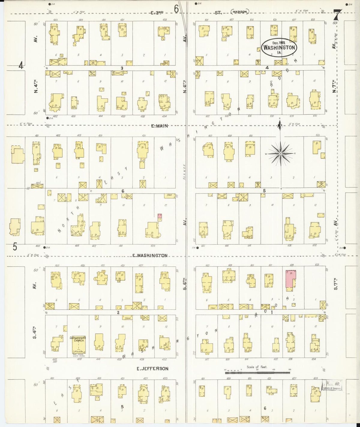 Sanborn Fire Insurance Map from Washington, Washington County, Iowa (1902), Sheet #0007 - Complete Map Set gallery image, historic Sanborn map, vintage wall art, Sanborn Fire Insurance Map from Washington Washington