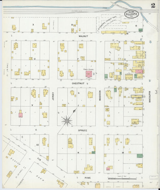 Sanborn Fire Insurance Map from Gillespie, Macoupin County, Illinois (1899), Sheet #0002 - Historic Sanborn Fire Insurance Map Print, vintage old map wall art, antique decor, genealogy gift, Illinois Illinois map