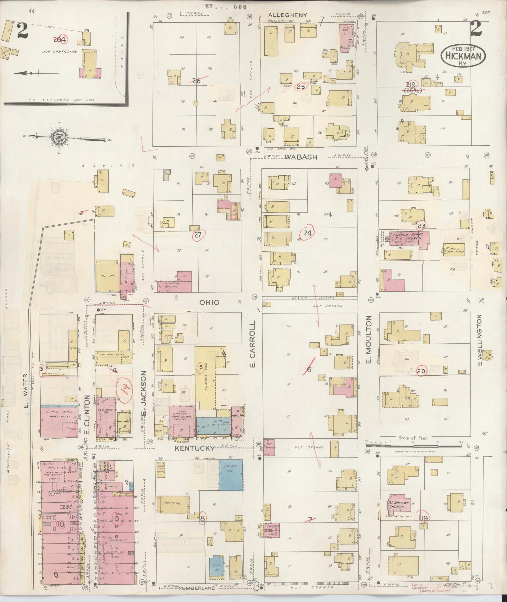 Sanborn Fire Insurance Map from Hickman, Fulton County, Kentucky (1938), Sheet #0002 - Historic Sanborn Fire Insurance Map Print, vintage old map wall art, antique decor, genealogy gift, Kentucky Kentucky map