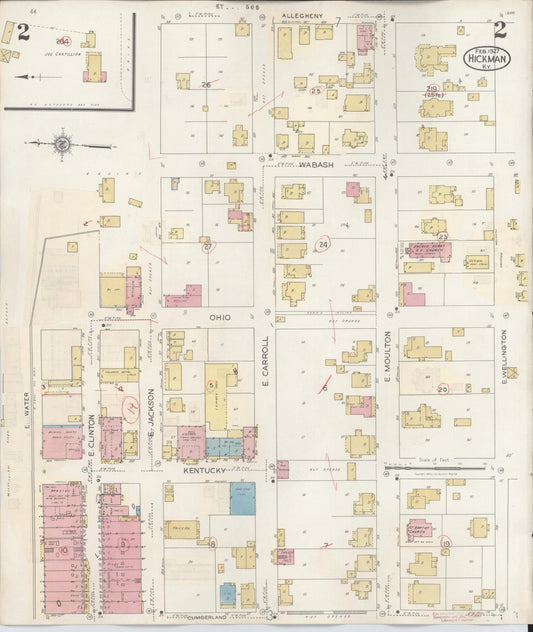 Sanborn Fire Insurance Map from Hickman, Fulton County, Kentucky (1938), Sheet #0002 - Historic Sanborn Fire Insurance Map Print, vintage old map wall art, antique decor, genealogy gift, Kentucky Kentucky map