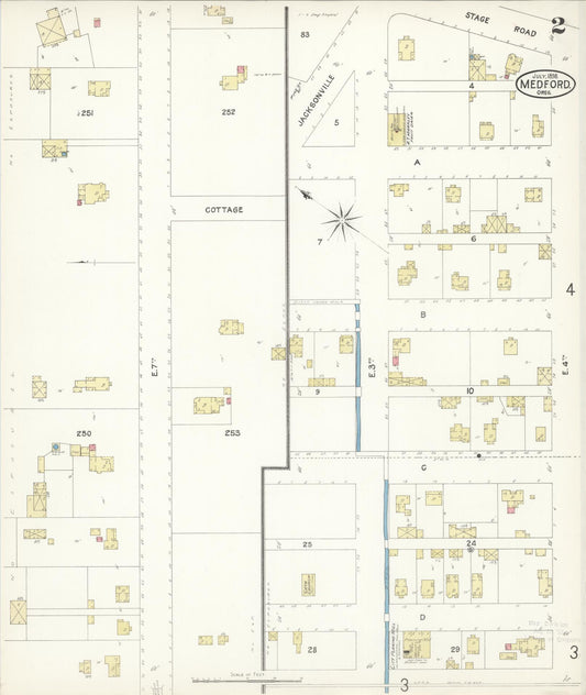 Sanborn Fire Insurance Map from Medford, Jackson County, Oregon (1898), Sheet #0002 - Historic Sanborn Fire Insurance Map Print, vintage old map wall art, antique decor, genealogy gift, Oregon Oregon map