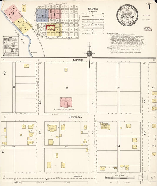 Sanborn Fire Insurance Map from Spirit Lake, Kootenai County, Idaho. (1910) – Historic Sanborn Fire Insurance Map Print