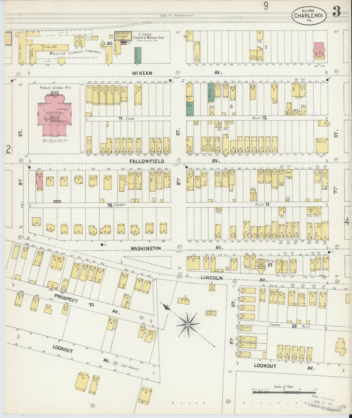 Sanborn Fire Insurance Map from Charleroi, Washington County, Pennsylvania (1902), Sheet #0003 - Complete Map Set gallery image, historic Sanborn map, vintage wall art, Pennsylvania Pennsylvania