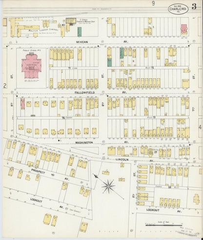 Sanborn Fire Insurance Map from Charleroi, Washington County, Pennsylvania (1902), Sheet #0003 - Complete Map Set gallery image, historic Sanborn map, vintage wall art, Pennsylvania Pennsylvania