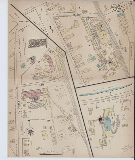 Sanborn Fire Insurance Map from Concord, Merrimack County, New Hampshire (1879), Sheet #0005 - Historic Sanborn Fire Insurance Map Print, vintage old map wall art, antique decor, genealogy gift, New Hampshire New Hampshire map