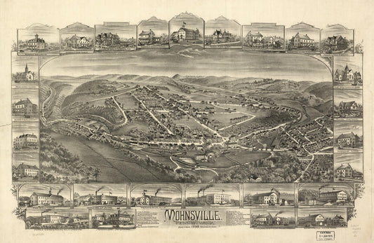 Mohnsville, Pennsylvania 1898. (1898) – Historic Bird’s-Eye View Panorama Print