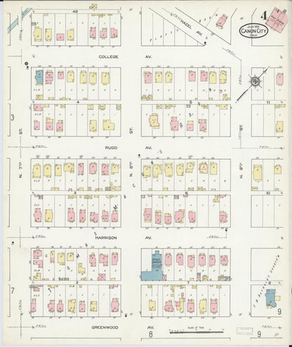 Sanborn Fire Insurance Map from Canon City, Fremont County, Colorado (1914), Sheet #0004 - Complete Map Set gallery image, historic Sanborn map, vintage wall art, Colorado Colorado