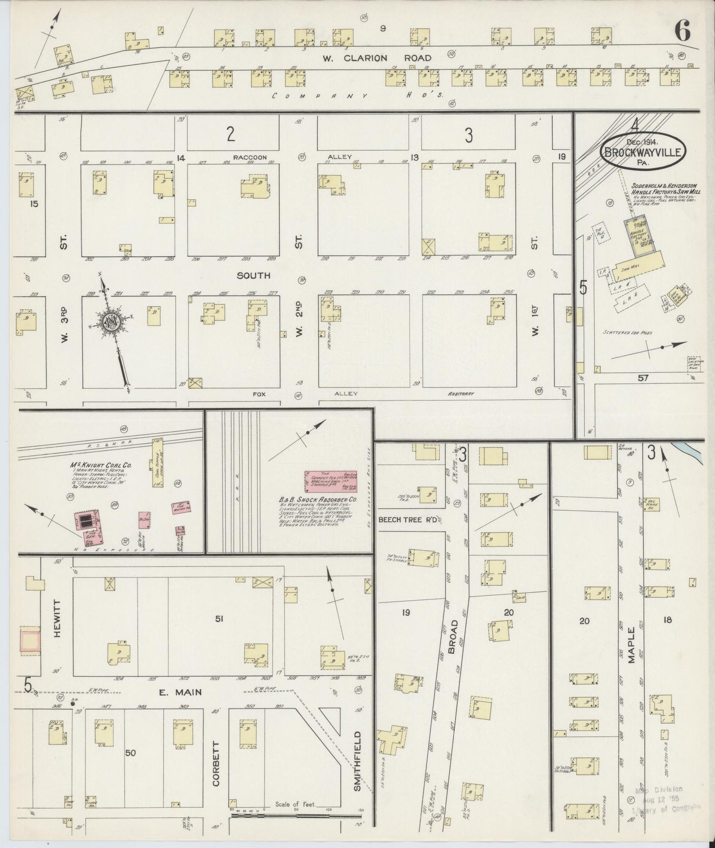 Sanborn Fire Insurance Map from Brockway, Jefferson County, Pennsylvania (1914), Sheet #0006 - Historic Sanborn Fire Insurance Map Print, vintage old map wall art, antique decor, genealogy gift, Pennsylvania Pennsylvania map