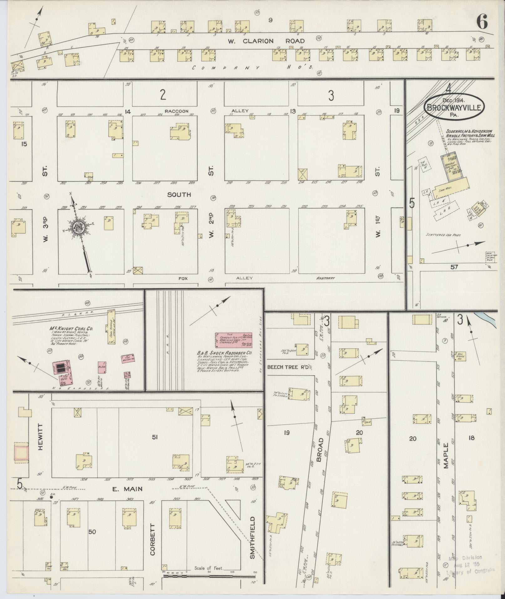 Sanborn Fire Insurance Map from Brockway, Jefferson County, Pennsylvania (1914), Sheet #0006 - Historic Sanborn Fire Insurance Map Print, vintage old map wall art, antique decor, genealogy gift, Pennsylvania Pennsylvania map