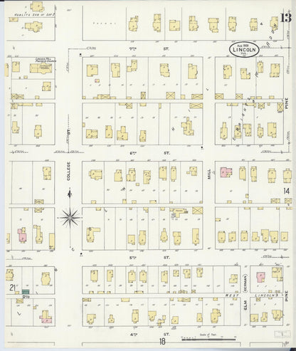 Sanborn Fire Insurance Map from Lincoln, Logan County, Illinois (1909), Sheet #0013 - Complete Map Set gallery image, historic Sanborn map, vintage wall art, Illinois Illinois