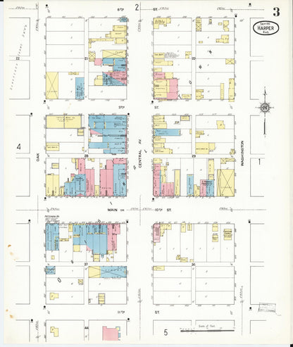 Sanborn Fire Insurance Map from Harper, Harper County, Kansas (1911), Sheet #0003 - Complete Map Set gallery image, historic Sanborn map, vintage wall art, Kansas Kansas