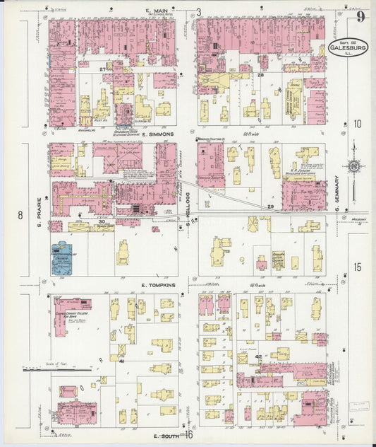 Sanborn Fire Insurance Map from Galesburg, Knox County, Illinois (1911), Sheet #0009 - Historic Sanborn Fire Insurance Map Print, vintage old map wall art, antique decor, genealogy gift, Illinois Illinois map