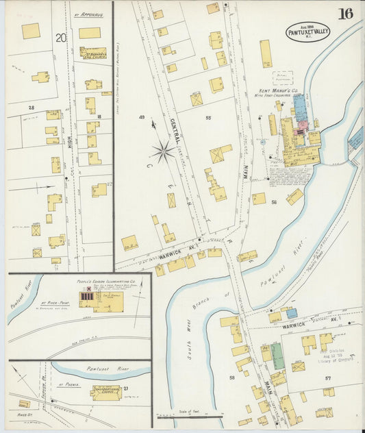 Sanborn Fire Insurance Map from Pawtuxet Valley, Kent and Providence Counties, Rhode Island (1898), Sheet #0016 - Historic Sanborn Fire Insurance Map Print, vintage old map wall art, antique decor, genealogy gift, Washington Washington map