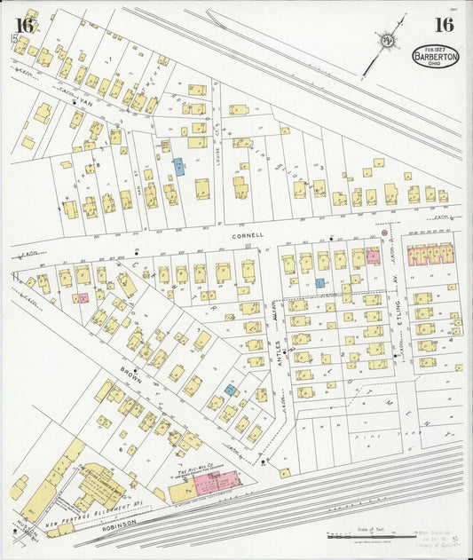 Sanborn Fire Insurance Map from Barberton, Summit County, Ohio (1927), Sheet #0016 - Historic Sanborn Fire Insurance Map Print, vintage old map wall art, antique decor, genealogy gift, Ohio Ohio map