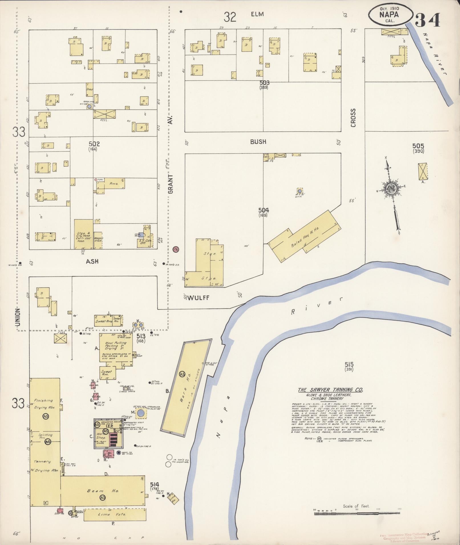 Sanborn Fire Insurance Map from Napa, Napa County, California (1910), Sheet #0034 - Historic Sanborn Fire Insurance Map Print, vintage old map wall art, antique decor, genealogy gift, California California map