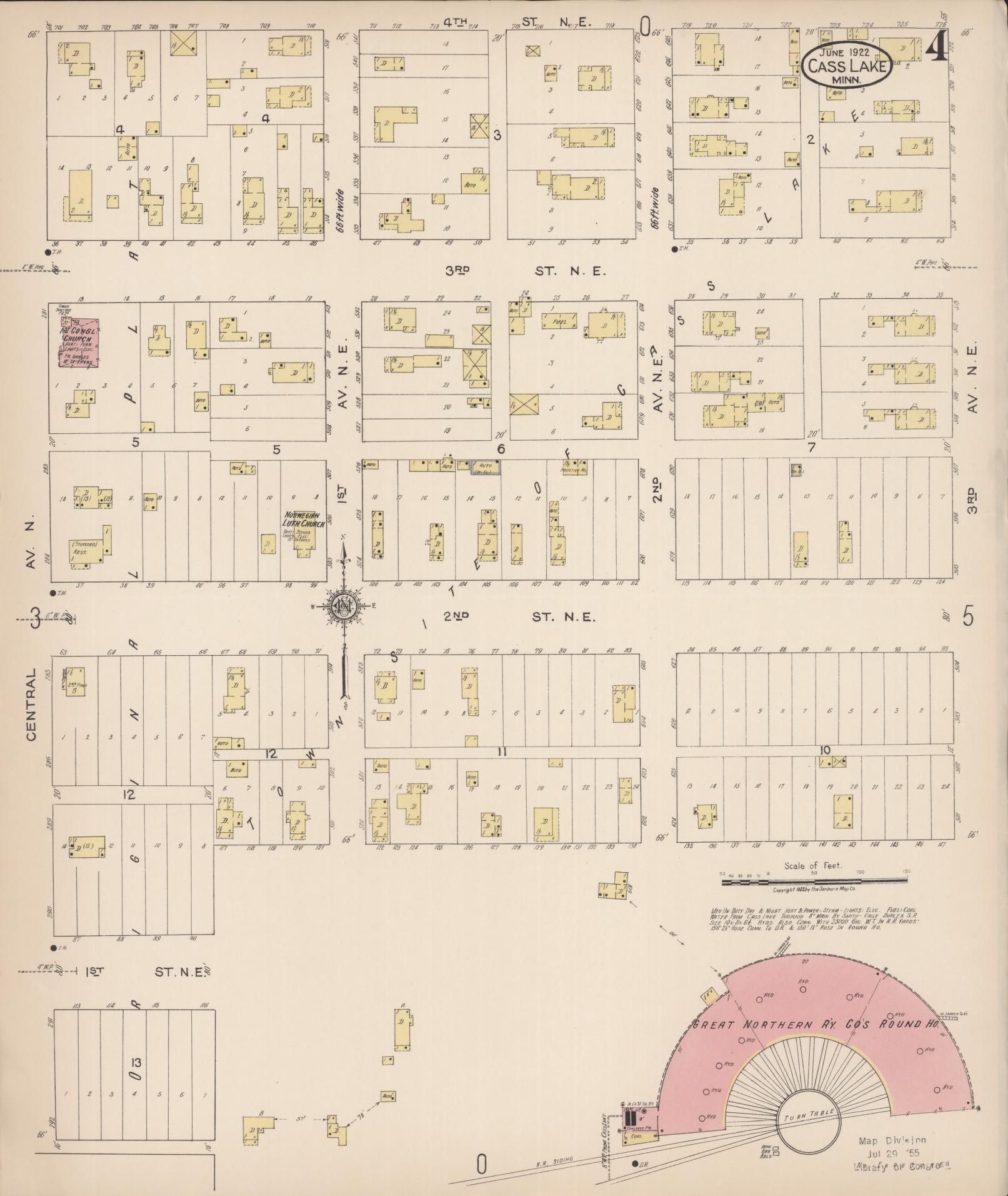 Sanborn Fire Insurance Map from Cass Lake, Cass County, Minnesota (1922), Sheet #0004 - Complete Map Set gallery image, historic Sanborn map, vintage wall art, Minnesota Minnesota