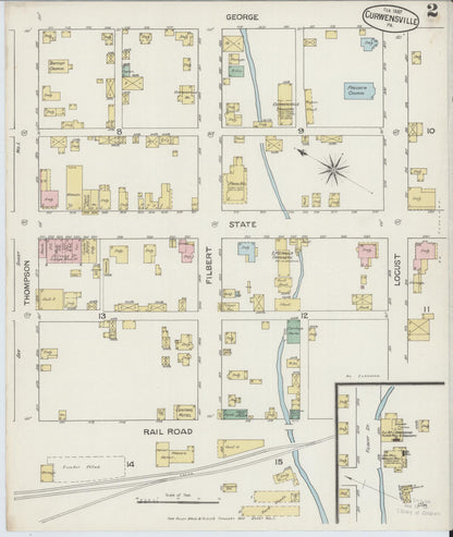 Sanborn Fire Insurance Map from Curwensville, Clearfield County, Pennsylvania (1887), Sheet #0002 - Complete Map Set gallery image, historic Sanborn map, vintage wall art, Pennsylvania Pennsylvania