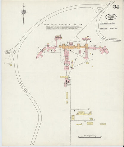 Sanborn Fire Insurance Map from Rome, Oneida County, New York (1914), Sheet #0034 - Historic Sanborn Fire Insurance Map Print, vintage old map wall art, antique decor, genealogy gift, New York New York map