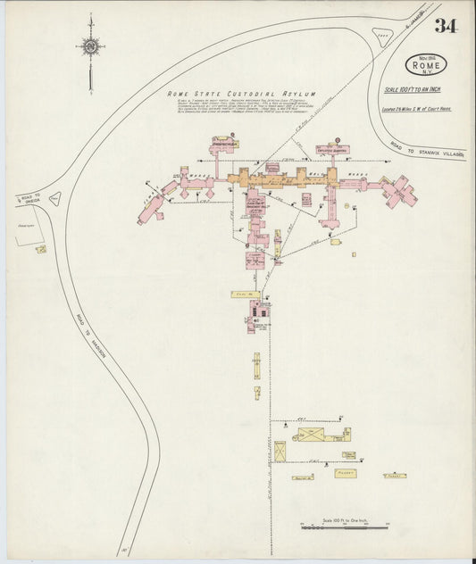 Sanborn Fire Insurance Map from Rome, Oneida County, New York (1914), Sheet #0034 - Historic Sanborn Fire Insurance Map Print, vintage old map wall art, antique decor, genealogy gift, New York New York map