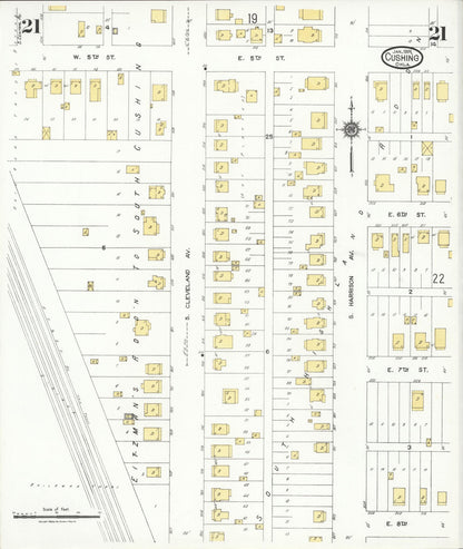 Sanborn Fire Insurance Map from Cushing, Payne County, Oklahoma (1924), Sheet #0021 - Complete Map Set gallery image, historic Sanborn map, vintage wall art, Oklahoma Oklahoma
