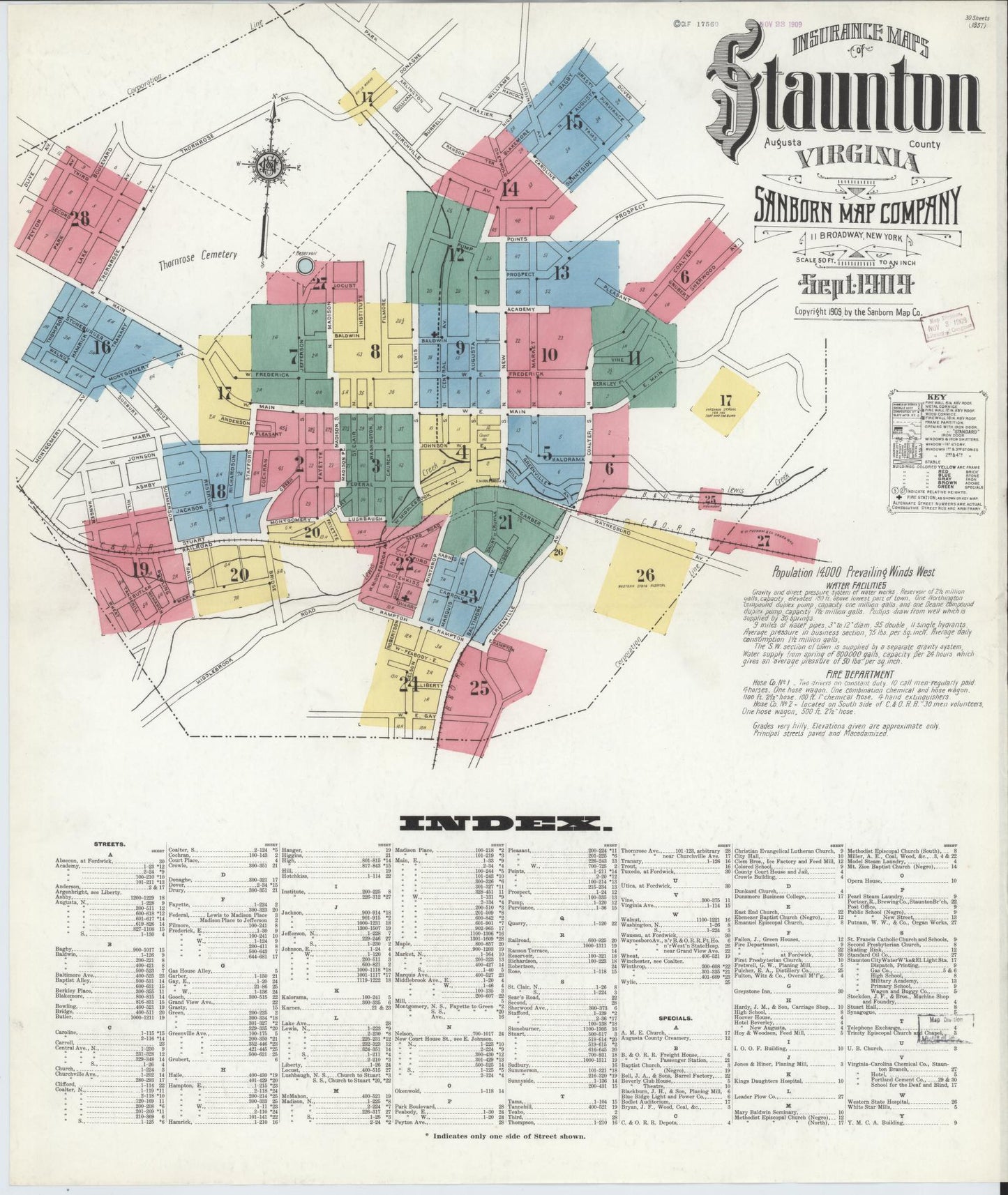 Sanborn Fire Insurance Map from Staunton, Independent Cities, Virginia. (1909) – Historic Sanborn Fire Insurance Map Print