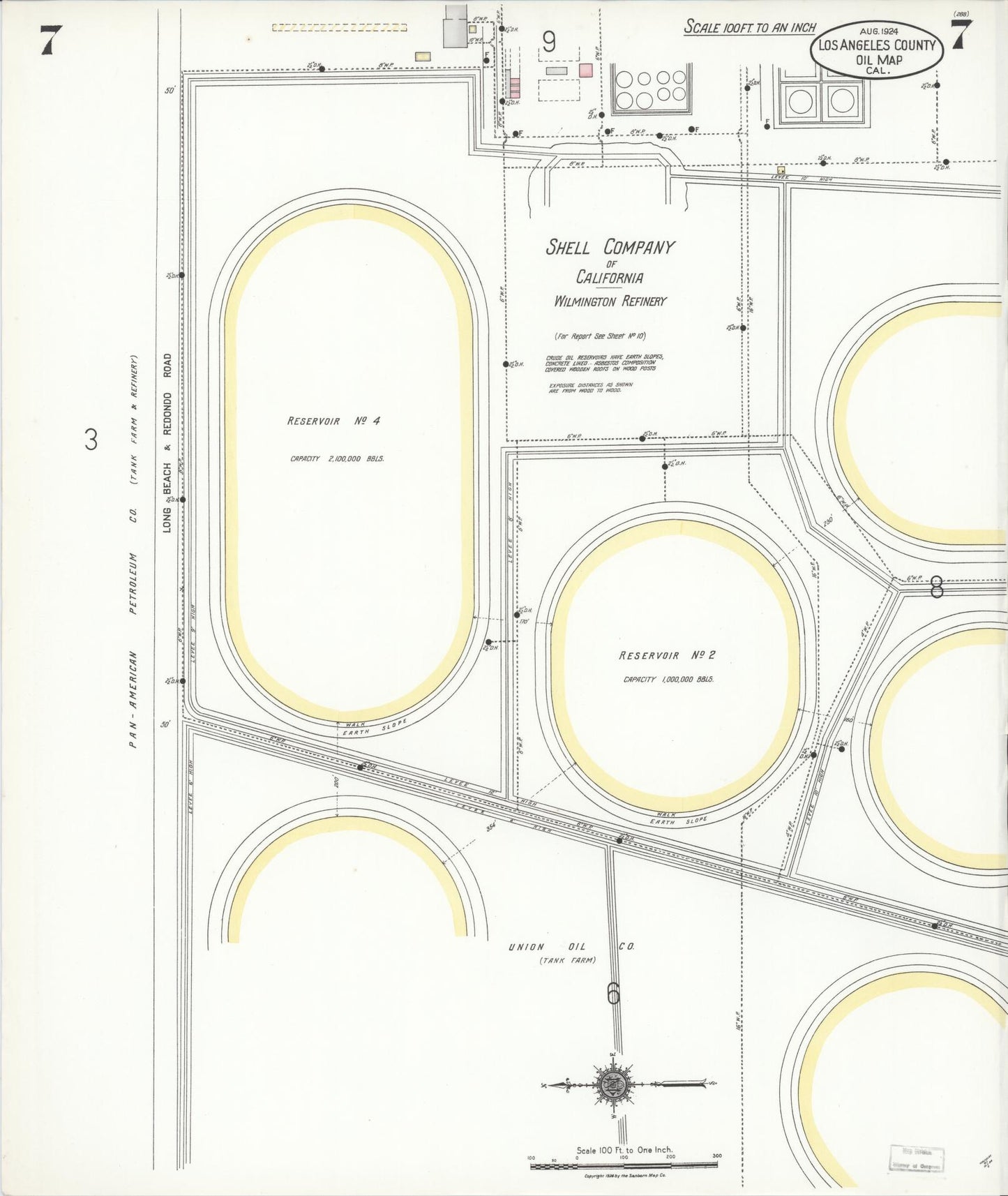 Sanborn Fire Insurance Map from Los Angeles Co., Los Angeles County, California (1924), Sheet #0007 - Historic Sanborn Fire Insurance Map Print, vintage old map wall art, antique decor, genealogy gift, California California map