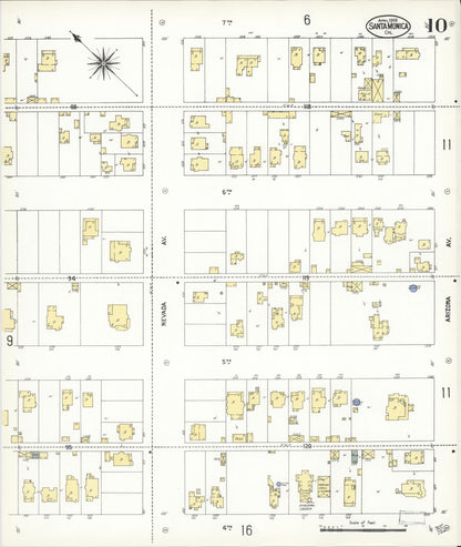 Sanborn Fire Insurance Map from Santa Monica, Los Angeles County, California (1909), Sheet #0010 - Complete Map Set gallery image, historic Sanborn map, vintage wall art, California California