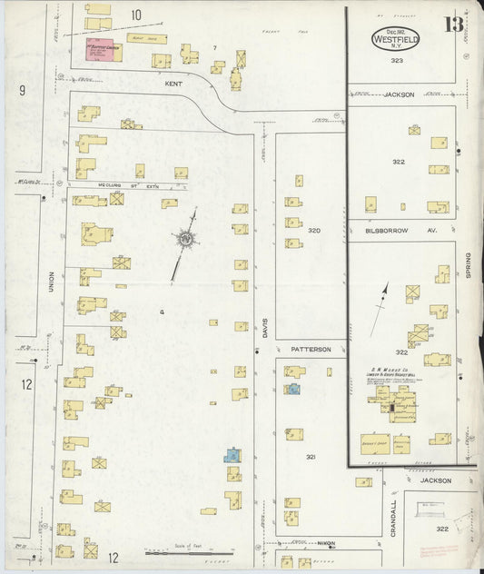 Sanborn Fire Insurance Map from Westfield, Chautauqua County, New York (1912), Sheet #0013 - Historic Sanborn Fire Insurance Map Print, vintage old map wall art, antique decor, genealogy gift, New York New York map
