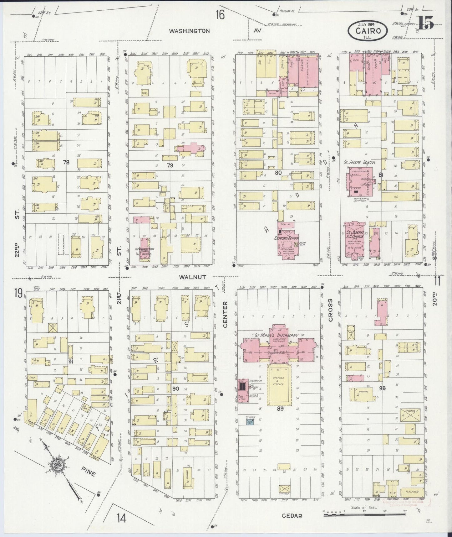 Sanborn Fire Insurance Map from Cairo, Alexander County, Illinois (1914), Sheet #0015 - Complete Map Set gallery image, historic Sanborn map, vintage wall art, Illinois Illinois