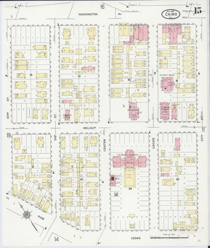 Sanborn Fire Insurance Map from Cairo, Alexander County, Illinois (1914), Sheet #0015 - Complete Map Set gallery image, historic Sanborn map, vintage wall art, Illinois Illinois