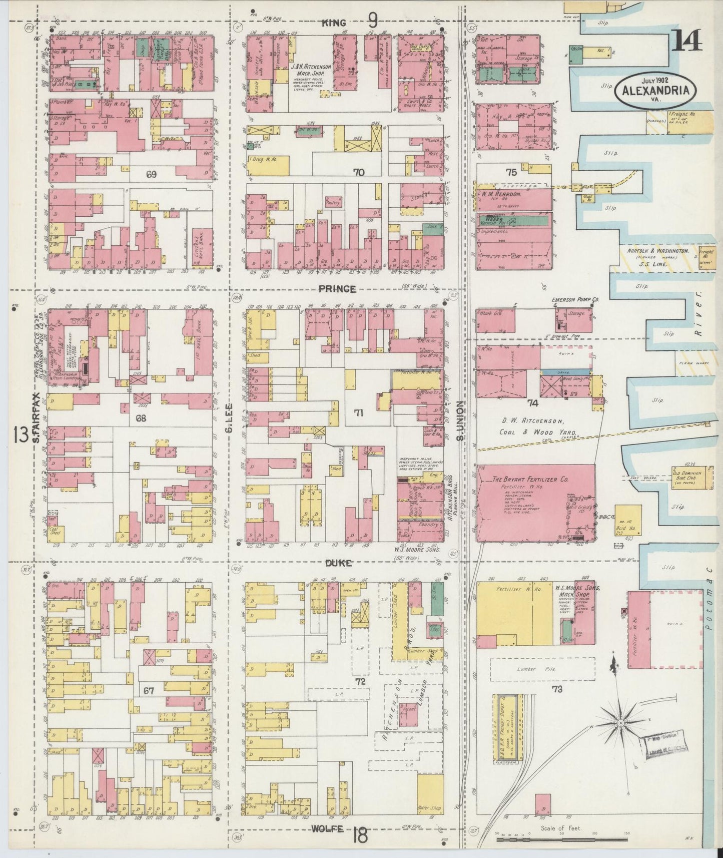 Sanborn Fire Insurance Map from Alexandria, Independent Cities, Virginia (1902), Sheet #0014 - Complete Map Set gallery image, historic Sanborn map, vintage wall art, Virginia Virginia