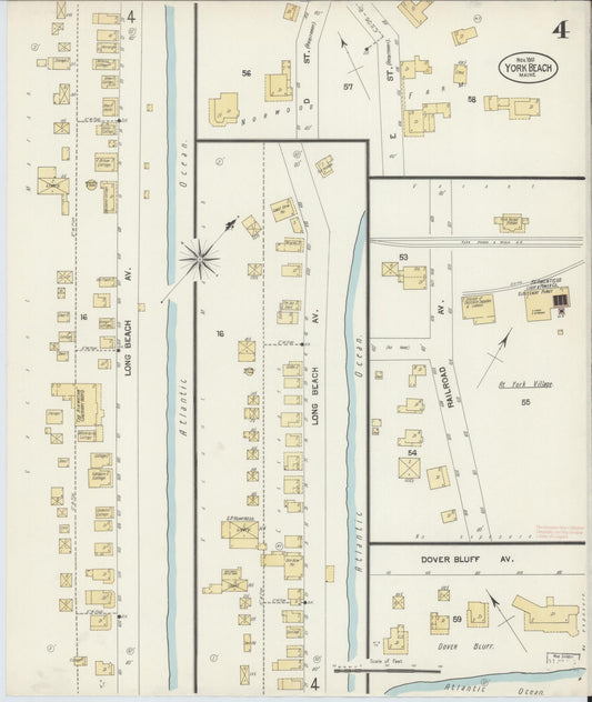 Sanborn Fire Insurance Map from York Beach, York County, Maine (1901), Sheet #0004 - Historic Sanborn Fire Insurance Map Print, vintage old map wall art, antique decor, genealogy gift, Maine Maine map