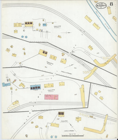 Sanborn Fire Insurance Map from Windber, Somerset County, Pennsylvania (1904), Sheet #0008 - Historic Sanborn Fire Insurance Map Print, vintage old map wall art, antique decor, genealogy gift, Pennsylvania Pennsylvania map
