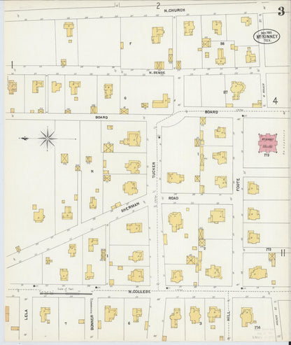 Sanborn Fire Insurance Map from McKinney, Collin County, Texas (1902), Sheet #0003 - Complete Map Set gallery image, historic Sanborn map, vintage wall art, Texas Texas