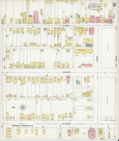 Sanborn Fire Insurance Map from Lehighton, Carbon County, Pennsylvania (1902), Sheet #0002 - Historic Sanborn Fire Insurance Map Print, vintage old map wall art, antique decor, genealogy gift, Pennsylvania Pennsylvania map