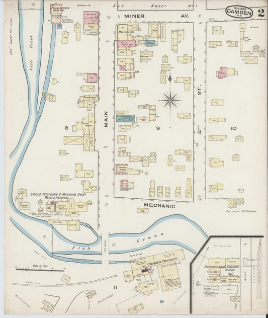 Sanborn Fire Insurance Map from Camden, Oneida County, New York (1885), Sheet #0002 - Historic Sanborn Fire Insurance Map Print, vintage old map wall art, antique decor, genealogy gift, New York New York map