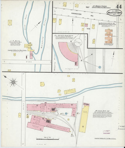 Sanborn Fire Insurance Map from Morristown, Morris County, New Jersey (1909), Sheet #0044 - Complete Map Set gallery image, historic Sanborn map, vintage wall art, New Jersey New Jersey