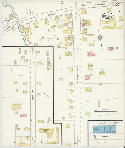 Sanborn Fire Insurance Map from Florida, Orange County, New York (1915), Sheet #0003 - Historic Sanborn Fire Insurance Map Print, vintage old map wall art, antique decor, genealogy gift, Florida Florida map