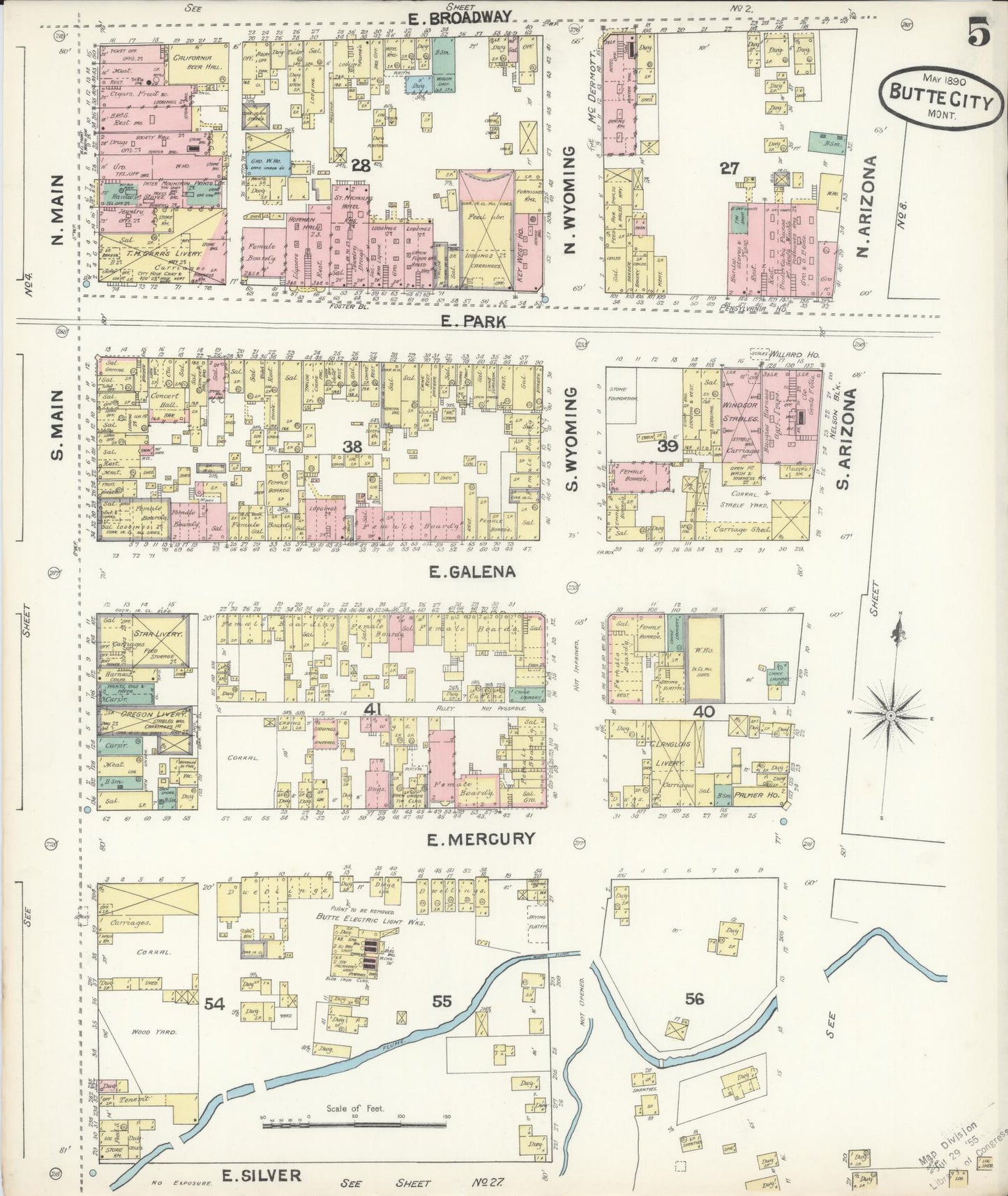 Sanborn Fire Insurance Map from Butte, Silver Bow County, Montana (1890), Sheet #0005 - Historic Sanborn Fire Insurance Map Print, vintage old map wall art, antique decor, genealogy gift, Montana Montana map