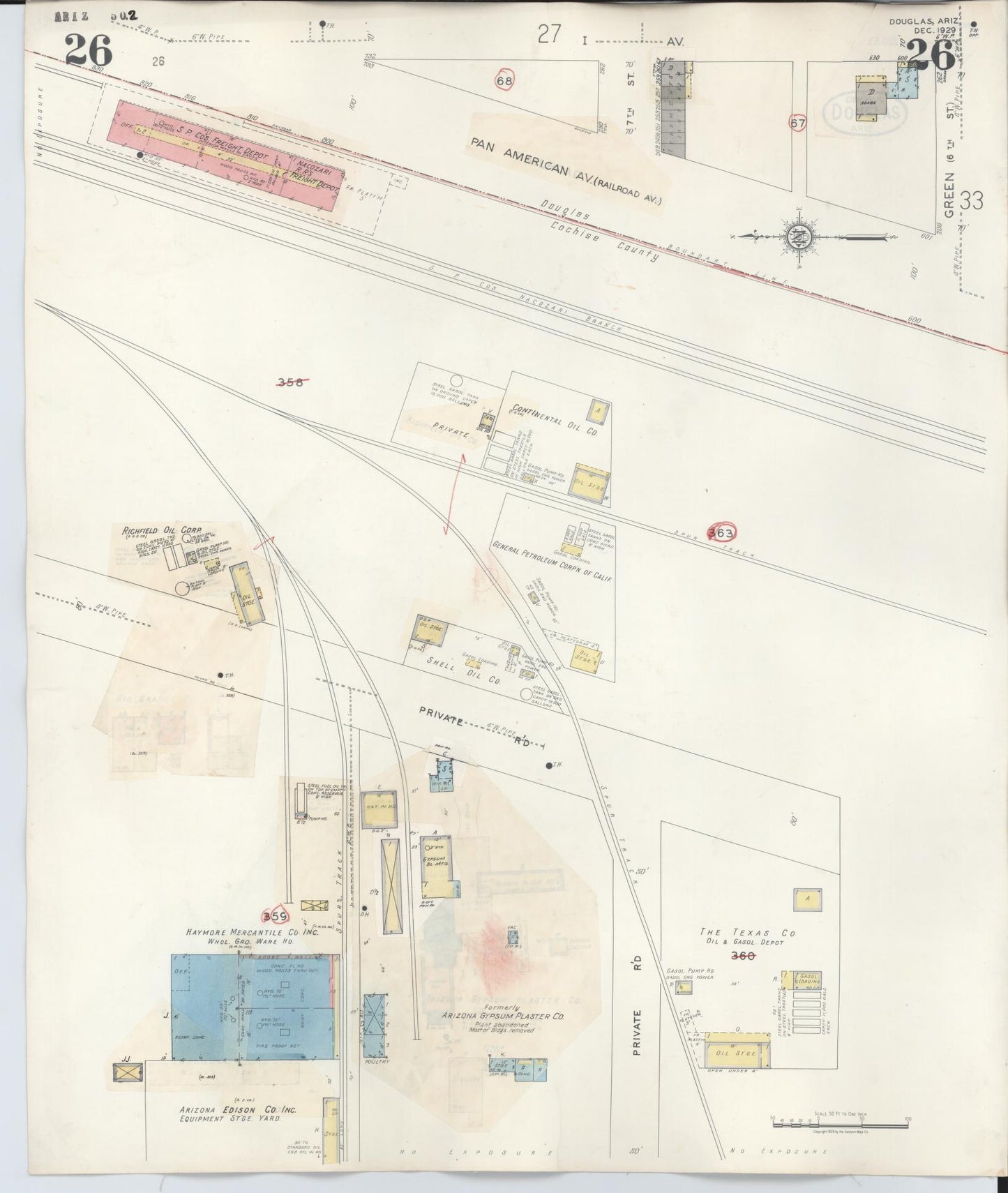 Sanborn Fire Insurance Map from Douglas, Cochise County, Arizona (1947), Sheet #0026 - Historic Sanborn Fire Insurance Map Print, vintage old map wall art, antique decor, genealogy gift, Arizona Arizona map