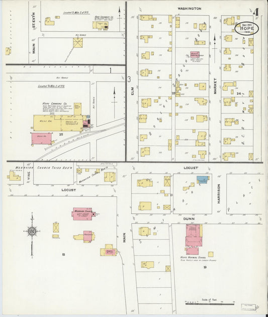 Sanborn Fire Insurance Map from Hope, Bartholomew County, Indiana (1910), Sheet #0004 - Historic Sanborn Fire Insurance Map Print, vintage old map wall art, antique decor, genealogy gift, Indiana Indiana map