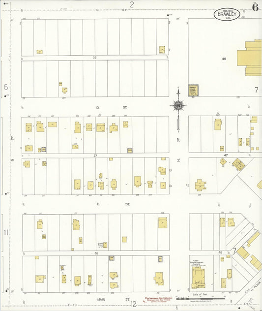 Sanborn Fire Insurance Map from Brawley, Imperial County, California (1922), Sheet #0006 - Historic Sanborn Fire Insurance Map Print, vintage old map wall art, antique decor, genealogy gift, California California map
