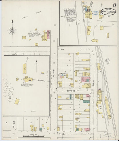 Sanborn Fire Insurance Map from Montgomery, Le Sueur  County, Minnesota (1894), Sheet #0003 - Historic Sanborn Fire Insurance Map Print, vintage old map wall art, antique decor, genealogy gift, Minnesota Minnesota map